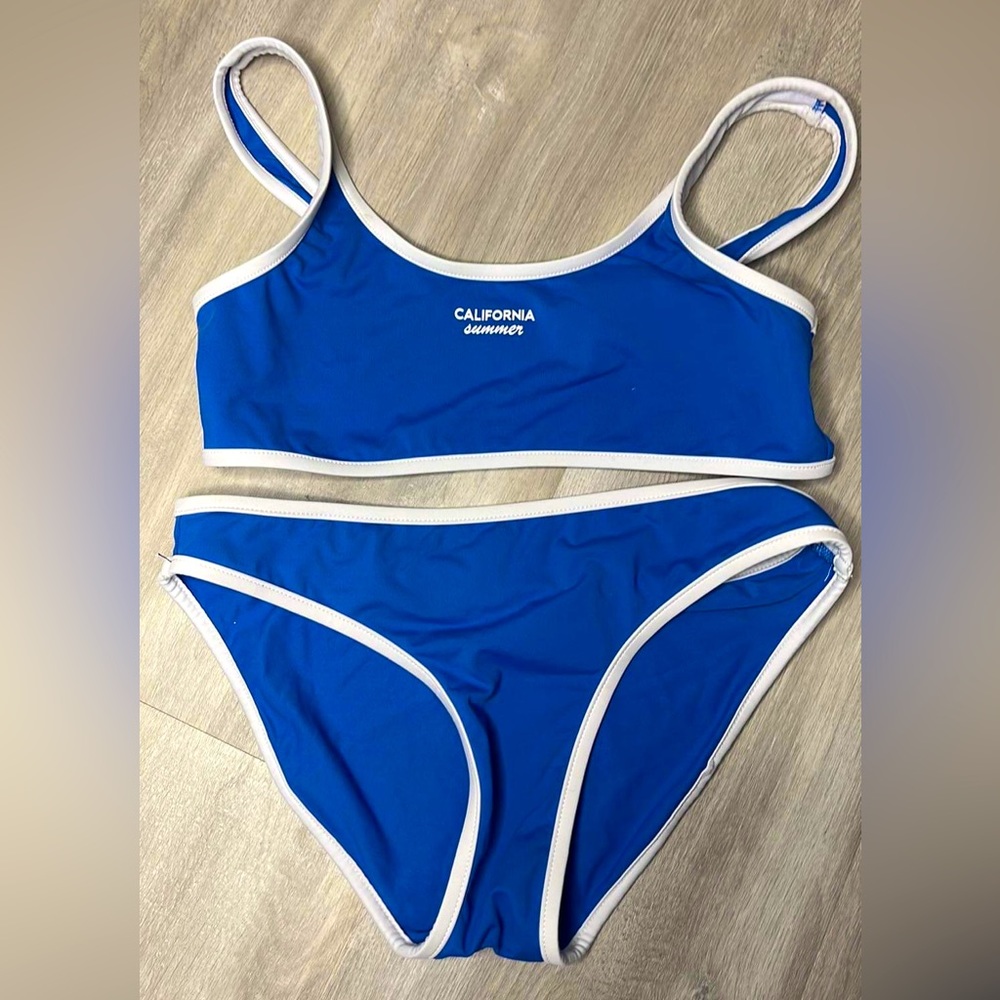 Zara kids swimsuit blue and white size 11-12 kids 2 piece